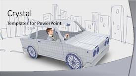  Presentation with sleepy yawning man driving car - Audience pleasing slides consisting of green acorns and green oak backdrop and a yellow colored foreground