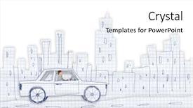  Presentation with driving - Beautiful PPT theme featuring young man driving car made backdrop and a  colored foreground