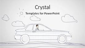  Presentation with sleepy yawning man driving car - Audience pleasing presentation theme consisting of young man driving car made backdrop and a  colored foreground