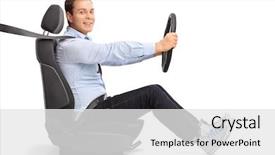  Presentation with car seat - Slide set with young man driving seat background and a white colored foreground