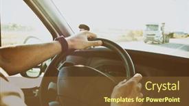  Presentation with driving road - Audience pleasing slide deck consisting of young-man-driving-the-modern backdrop and a tawny brown colored foreground