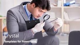  Presentation with investigation - Presentation enhanced with young-man-during-crime-investigation background and a gray colored foreground