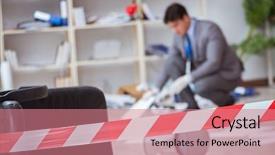  Presentation with investigation - PPT layouts with young man during crime investigation background and a coral colored foreground