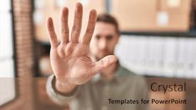  Presentation with ecommerce - Presentation theme with young-man-ecommerce-business-worker background and a coral colored foreground