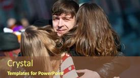  Presentation with love - Colorful slide deck enhanced with young-man-embracing-two-girls backdrop and a tawny brown colored foreground
