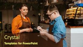  Presentation with writing notes - Slides featuring young-man-employee-with-down background and a tawny brown colored foreground