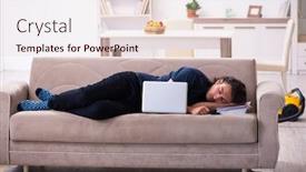  Presentation with house - Amazing presentation theme having young-man-employee-working backdrop and a lemonade colored foreground