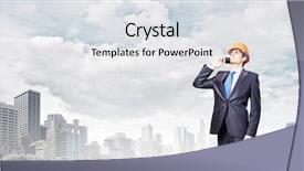  Presentation with phone - Amazing presentation design having young-man-engineer-in-helmet backdrop and a white colored foreground