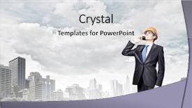  Presentation with phone - Amazing PPT theme having civil engineering - young man engineer in helmet backdrop and a light gray colored foreground