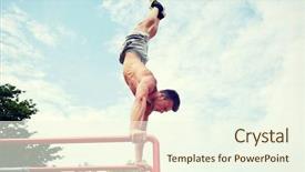  Presentation with parallel - Theme having young man exercising on parallel background and a  colored foreground