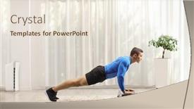  Presentation with step - Slide set featuring young-man-exercising-push-ups background and a lemonade colored foreground