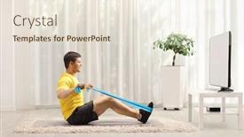  Presentation with band - Beautiful PPT theme featuring young-man-exercising backdrop and a lemonade colored foreground