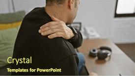  Presentation with shoulder-pain - PPT layouts with young-man-experiences-shoulder-pain and a wine colored foreground