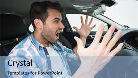  Presentation with road safety young drivers - Presentation theme having young man experiencing road rage background and a  colored foreground