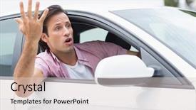  Presentation with road safety young drivers - Beautiful slides featuring young man experiencing road rage backdrop and a lemonade colored foreground