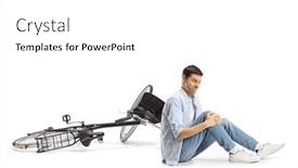  Presentation with knee-pain - Presentation design having young-man-falling background and a white colored foreground