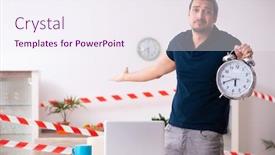  Presentation with isolation - Cool new presentation theme with young-man-feeling-bored backdrop and a sky blue colored foreground