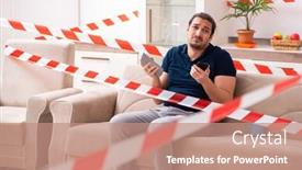  Presentation with isolation - Amazing presentation theme having young-man-feeling-bored backdrop and a coral colored foreground