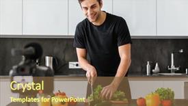  Presentation with gardening healthy food cooking - Audience pleasing presentation theme consisting of young man filming his video backdrop and a tawny brown colored foreground