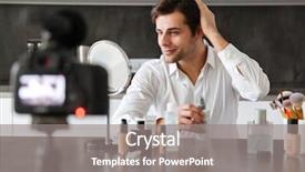  Presentation with blog - Cool new presentation theme with young man filming his video backdrop and a  colored foreground