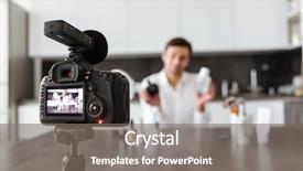  Presentation with blog - Beautiful PPT theme featuring young man filming his video backdrop and a gray colored foreground