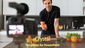  Presentation with blog - Theme with young man filming his video background and a  colored foreground