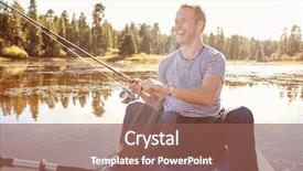  Presentation with one young man exercising handball - Theme having young man fishing from kayak background and a violet colored foreground