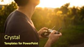  Presentation with drone - PPT layouts consisting of young-man-flying-a-drone background and a  colored foreground