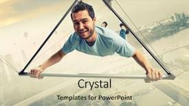  Presentation with glider - PPT theme enhanced with gliders - young man flying on hang background and a soft green colored foreground