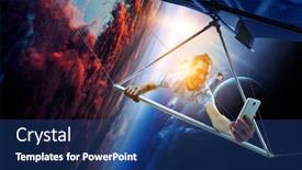  Presentation with glider - Slide set with young-man-flying-on-hang background and a ocean colored foreground