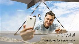  Presentation with glider - Presentation theme with young-man-flying-on-hang background and a coral colored foreground