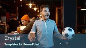  Presentation with sports bar - Theme with young-man-football-fun-watching background and a ocean colored foreground