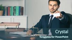  Presentation with young business man - Amazing theme having young man giving business card backdrop and a ocean colored foreground