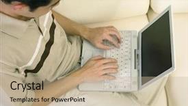  Presentation with thought - Theme having young-man-giving-thought background and a mint green colored foreground