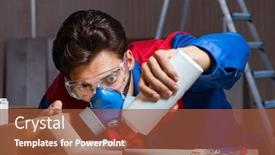  Presentation with diy - PPT layouts having sealant - young man gluing wood pieces background and a tawny brown colored foreground