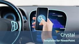  Presentation with transport and future technology concept - Slide set consisting of young man hand driving car background and a ocean colored foreground