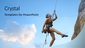  Presentation with rocky - Audience pleasing slide deck consisting of young man hanging backdrop and a light blue colored foreground