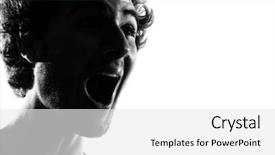  Presentation with studio - Presentation theme enhanced with young man happy screaming silhouette background and a white colored foreground