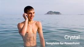  Presentation with water treatment powerplant - Amazing presentation design having young man has come up backdrop and a gray colored foreground