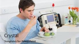  Presentation with healthy food - Amazing slide set having young man having healthy food backdrop and a light blue colored foreground