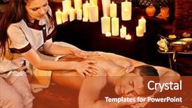  Presentation with ayurveda - Beautiful PPT theme featuring young man having oil ayurveda spa treatment backdrop and a crimson colored foreground