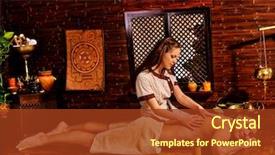  Presentation with ayurveda - Theme consisting of young man having oil ayurveda spa treatment background and a tawny brown colored foreground