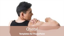  Presentation with shoulder pain - Cool new slide deck with young man having shoulder pain backdrop and a coral colored foreground