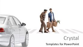  Presentation with pedestrian crossing - Presentation theme enhanced with young-man-helping-a-senior background and a white colored foreground