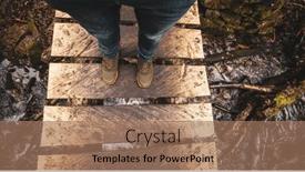  Presentation with walking trail - PPT theme consisting of young-man-hiking background and a coral colored foreground