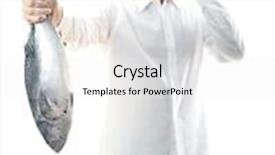  Presentation with hold hand - Amazing presentation theme having young man hold an smelly fish in his hand selective focus backdrop and a white colored foreground