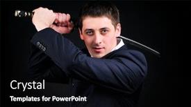  Presentation with sword - Theme consisting of katana - young man hold sword background and a black colored foreground