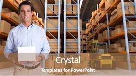  Presentation with distribution - Cool new presentation with young man holding a blank backdrop and a coral colored foreground