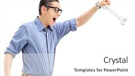  Presentation with bone clipart - Amazing presentation theme having young man holding a bone backdrop and a white colored foreground