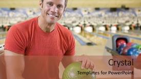  Presentation with bowling - Beautiful theme featuring man holding a bowling ball backdrop and a red colored foreground